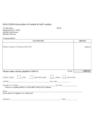 simple sponsorship invoice template