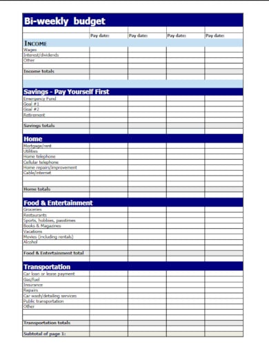 simple printable budget template