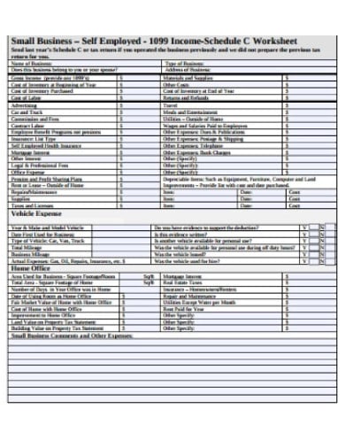 simple small business worksheets template