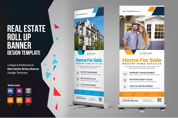 sleek real estate rollup banner signage template