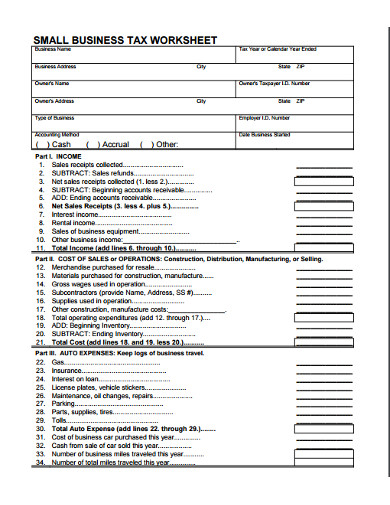 18+ Small Business Worksheet Templates in PDF