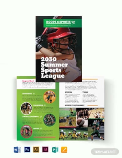 sports event bi fold brochure template