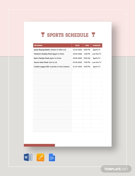 sport schedule creator