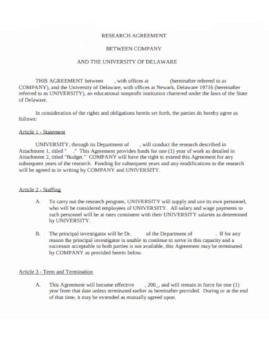 standard company agreement example