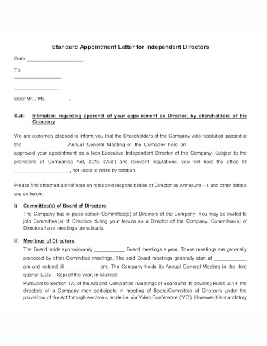 standard company appointment letter in pdf