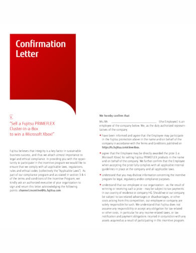 standard company confirmation letter in pdf