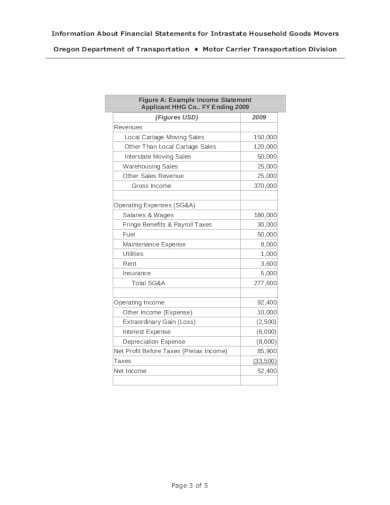 standard company financial statement template 