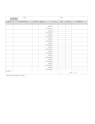 standard equipment inventory template