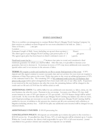 standard event contract template