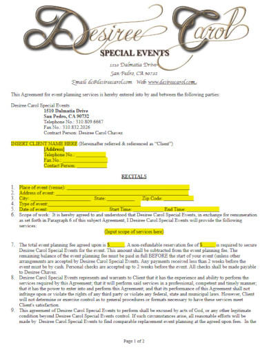 standard event planner invoice template