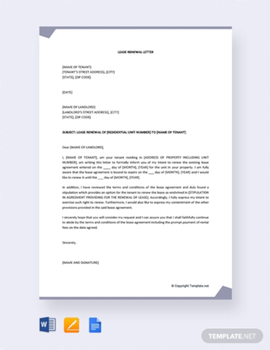 10+ Landlord Tenant Lease Renewal Letter Agreement Templates - PSD, PDF ...