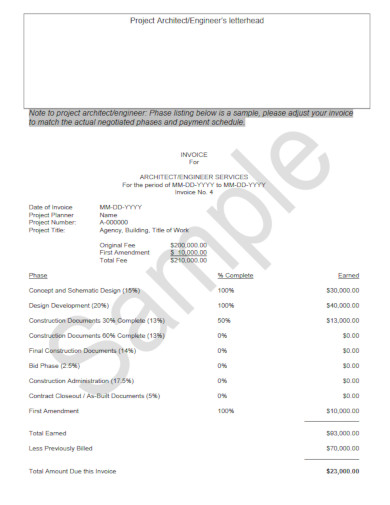 standard invoice for contractor services