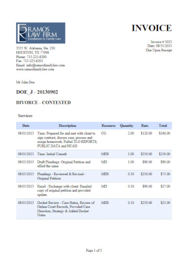 legal invoice templates