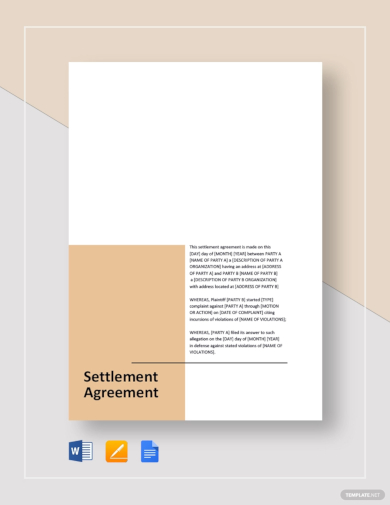 standard settlement agreement template