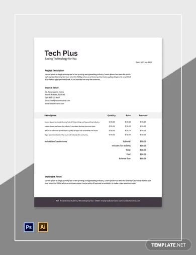 startup business invoice template