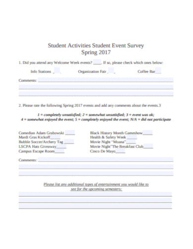 student event survey template