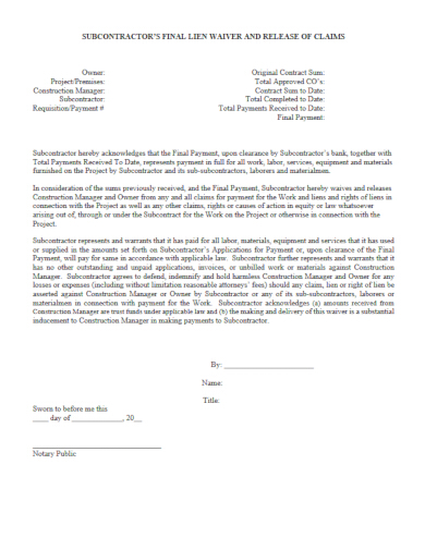 11+ Construction Release Form Templates - DOC, PDF