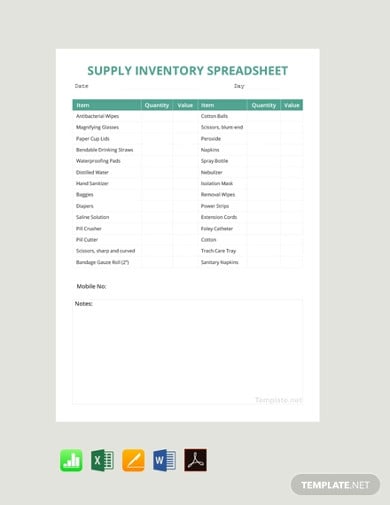 supply inventory spreadsheet template