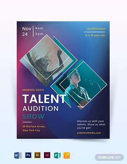 talent audition show flyer template