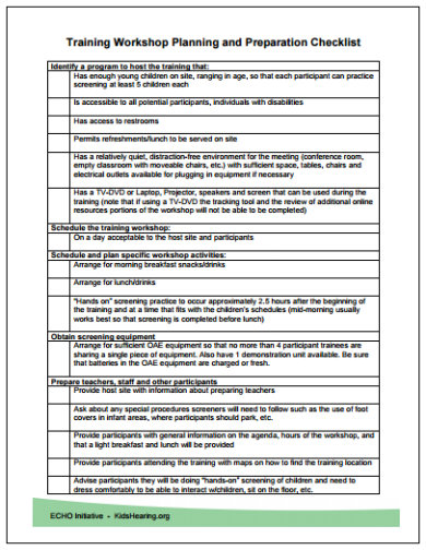 training workshop checklist template