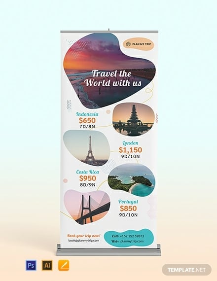 travel agency roll up banner template