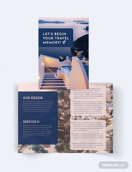 travel company bi fold brochure template