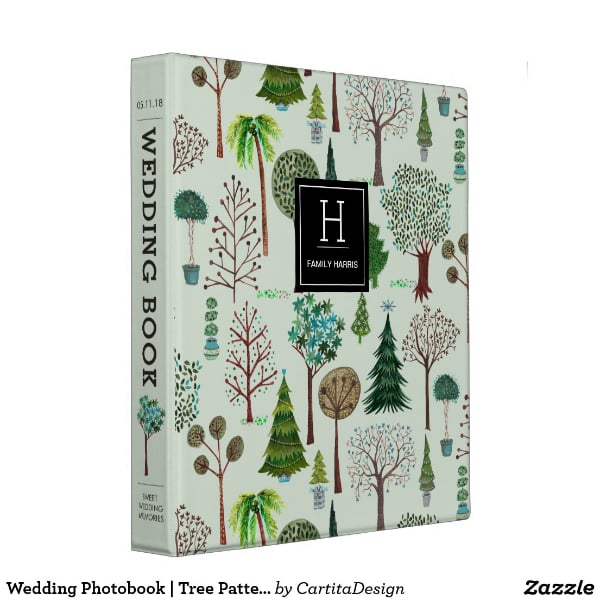 tree pattern wedding photobook layout