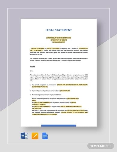 valid legal statement template