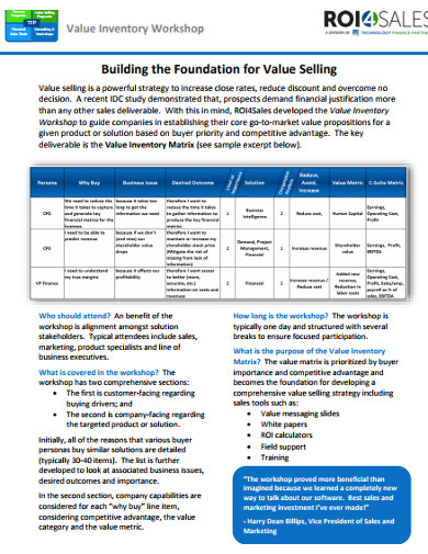value inventory workshop template
