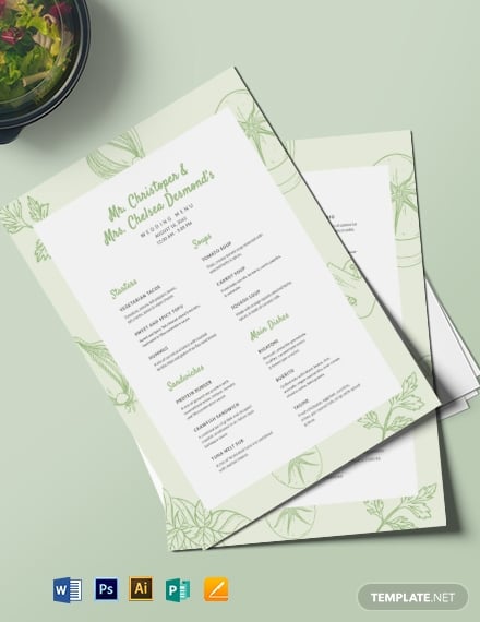 vegetarian wedding event menu template