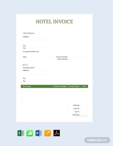 10+ Hotel Invoice Templates - Excel, Word, Numbers, Pages, PDF