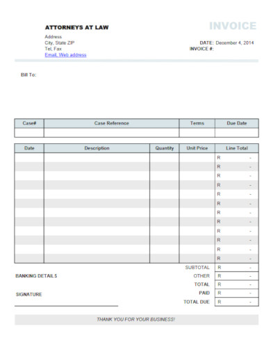 vertical law firm invoice template