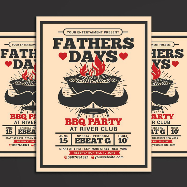 vintage fathers day barbecue flyer