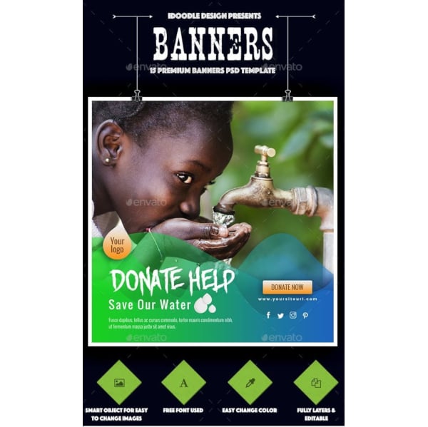 water fundraising banner template