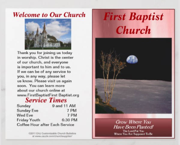 weekly church bulletin template