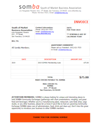 yoga studio invoice template