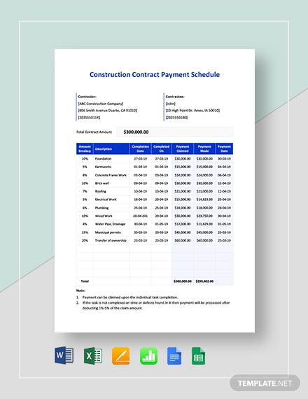 12+ FREE Sample Construction Schedule Templates - Google Docs, Google ...