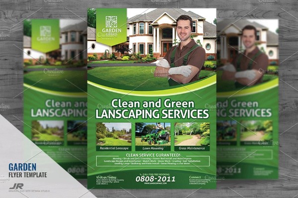 garden cleaning mowing flyer