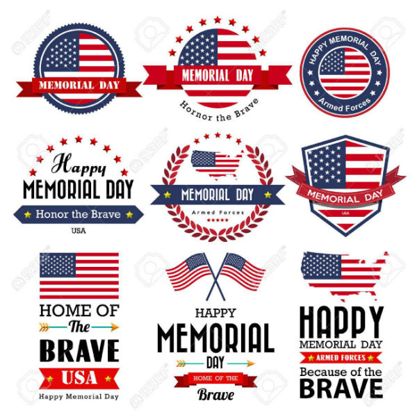 happy memorial day vector greeting card badge and labels illustrator