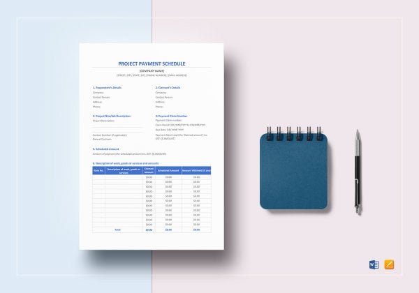 project payment schedule template mockup