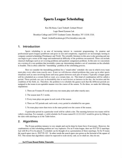 sports league scheduling