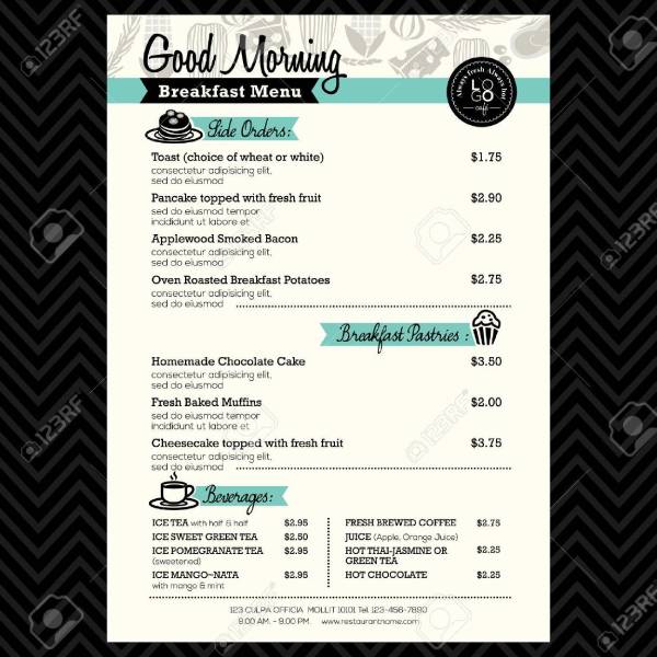 0905361 restaurant breakfast menu design template layout
