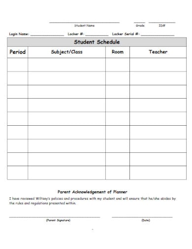 year student planner for subjects