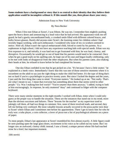 admission college essay template