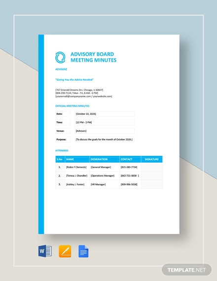 Minutes Of Meeting Sample Format Doc HQ Printable Documents