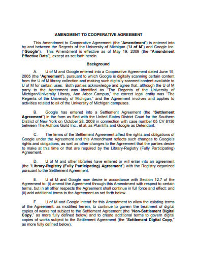 amendment to cooperative agreement