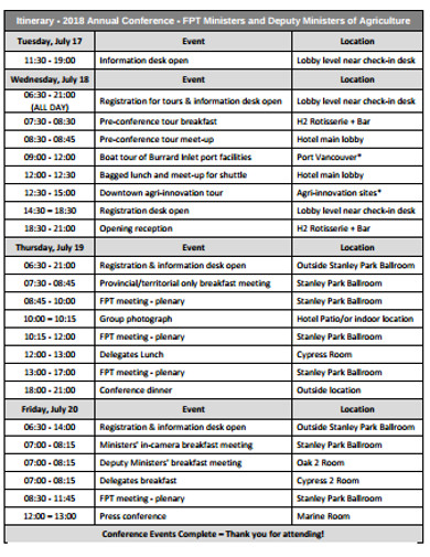 annual itinerary meeting template