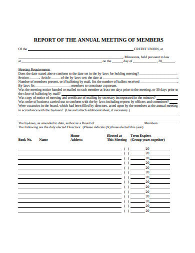 annual meeting report template