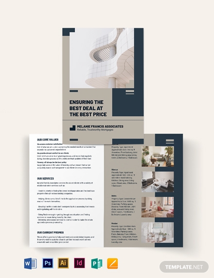 apartment condo mortage broker bi fold brochure template