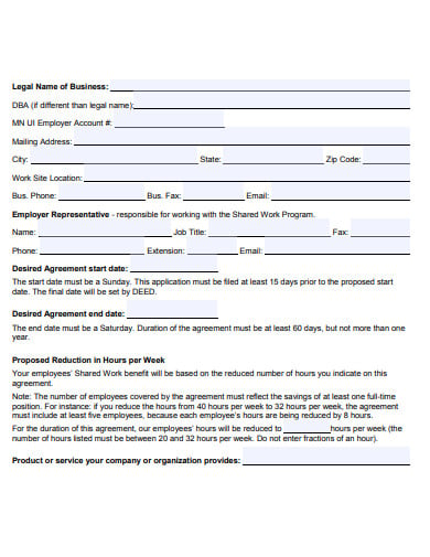 application work agreementt template